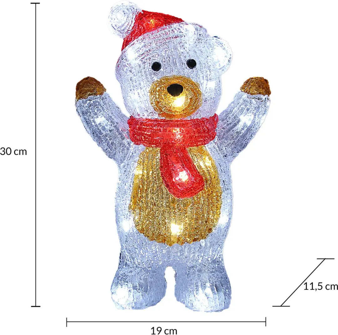 Deuba Kerstfiguur Teddy LED Acryl 30cm - Wit Licht - afbeelding 6 van 6