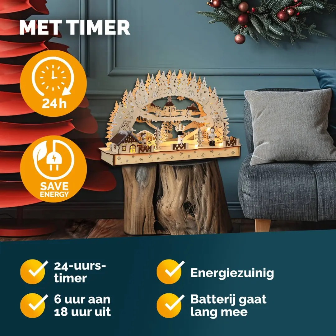 Monzana Kerstboog Led Winterdorp - 11 Lichtpunten - Warm wit