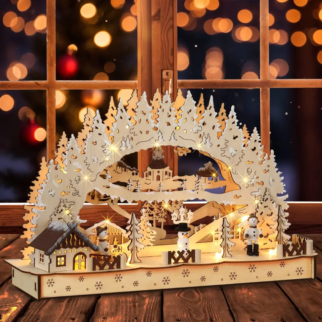 Monzana Kerstboog Led Winterdorp - 11 Lichtpunten - Warm wit