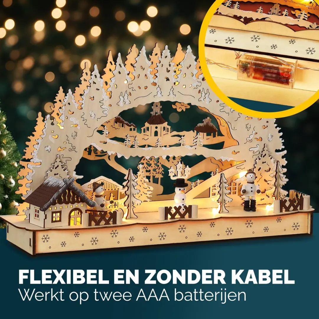 Monzana Kerstboog Led Winterdorp - 11 Lichtpunten - Warm wit