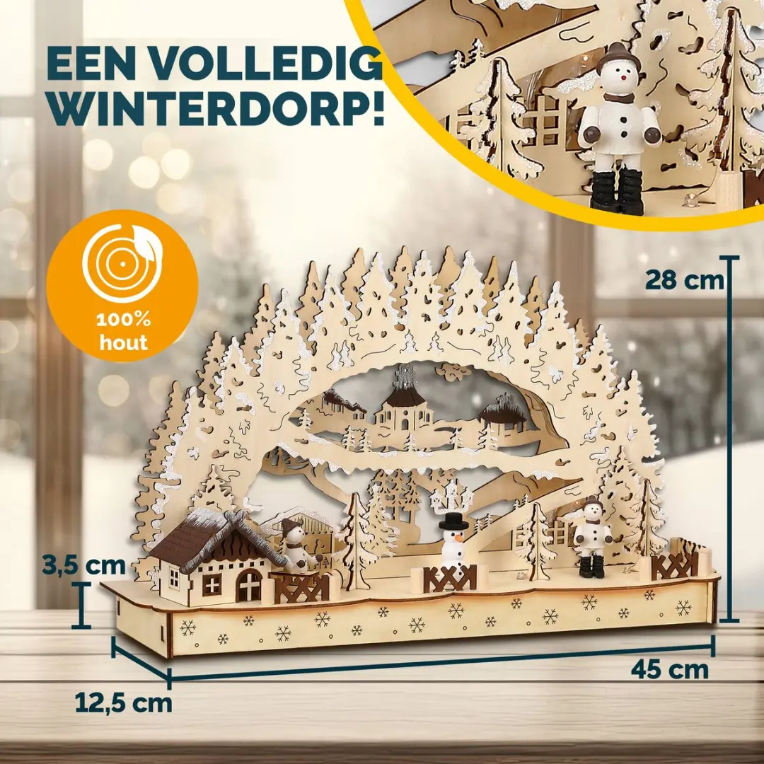 Monzana Kerstboog Led Winterdorp - 11 Lichtpunten - Warm wit