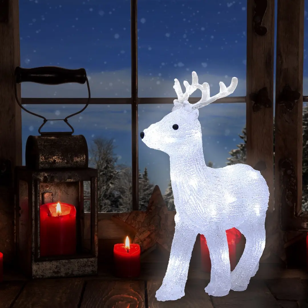 Deuba Kerstfiguur Hert LED Acryl 32cm - Wit Licht