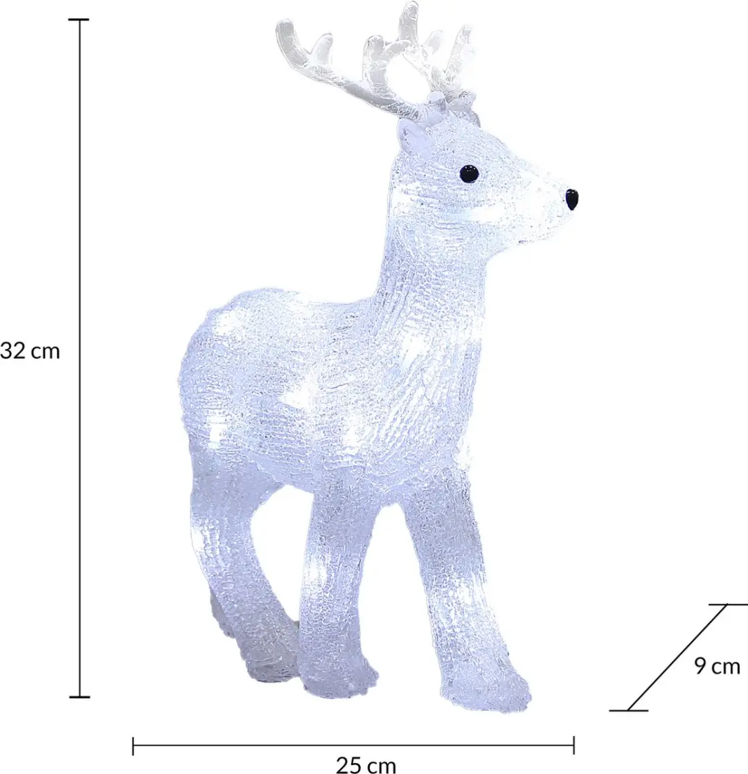 Deuba Kerstfiguur Hert LED Acryl 32cm - Wit Licht