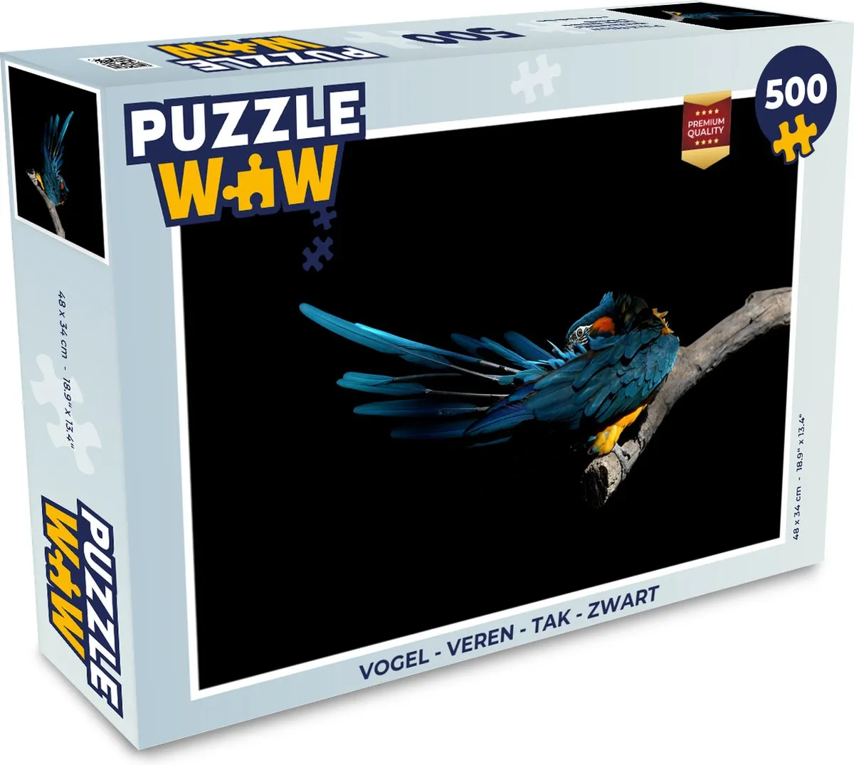 PuzzleWow Vogel Veren Tak Legpuzzel 500 Stuks
