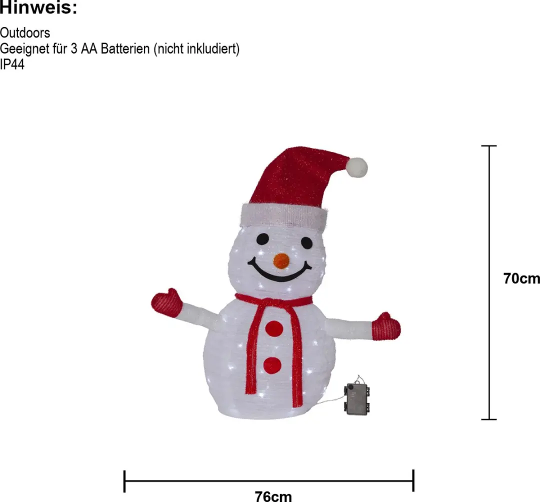3D Sneeuwpop met 45 LED lampjes