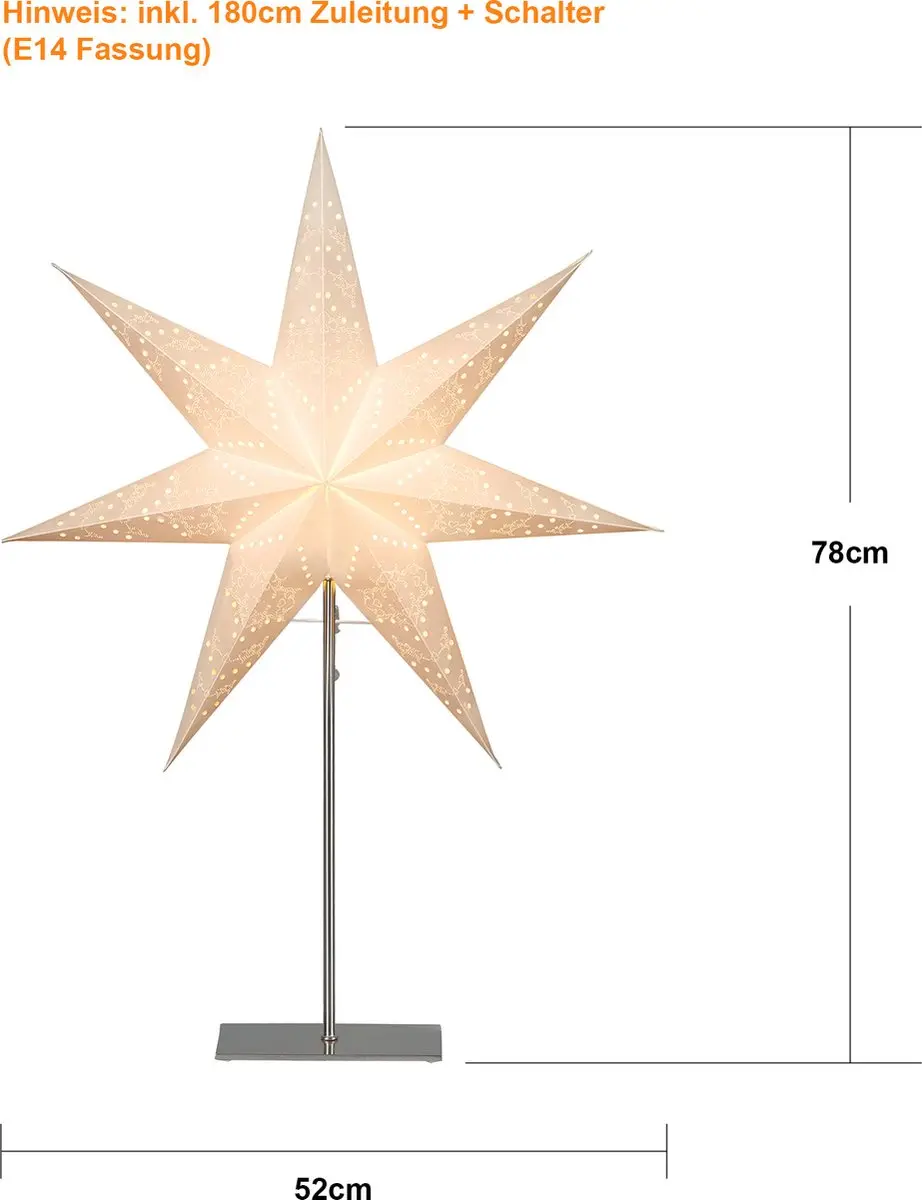 Star Trading Sensy Grote Staande Kerstster - 1 Lichtpunt Warm Wit - afbeelding 3 van 6