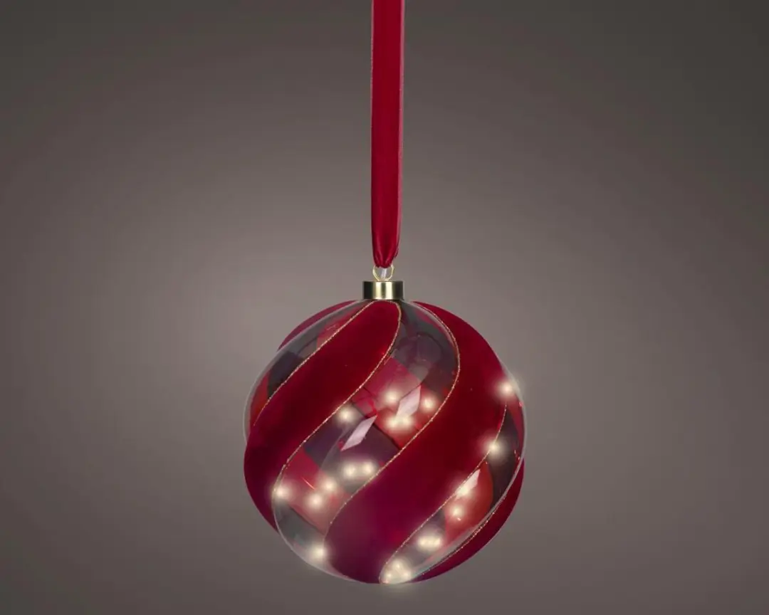 Lumineo micro LED bal rood 40 lampjes Ø 20cm, warm wit