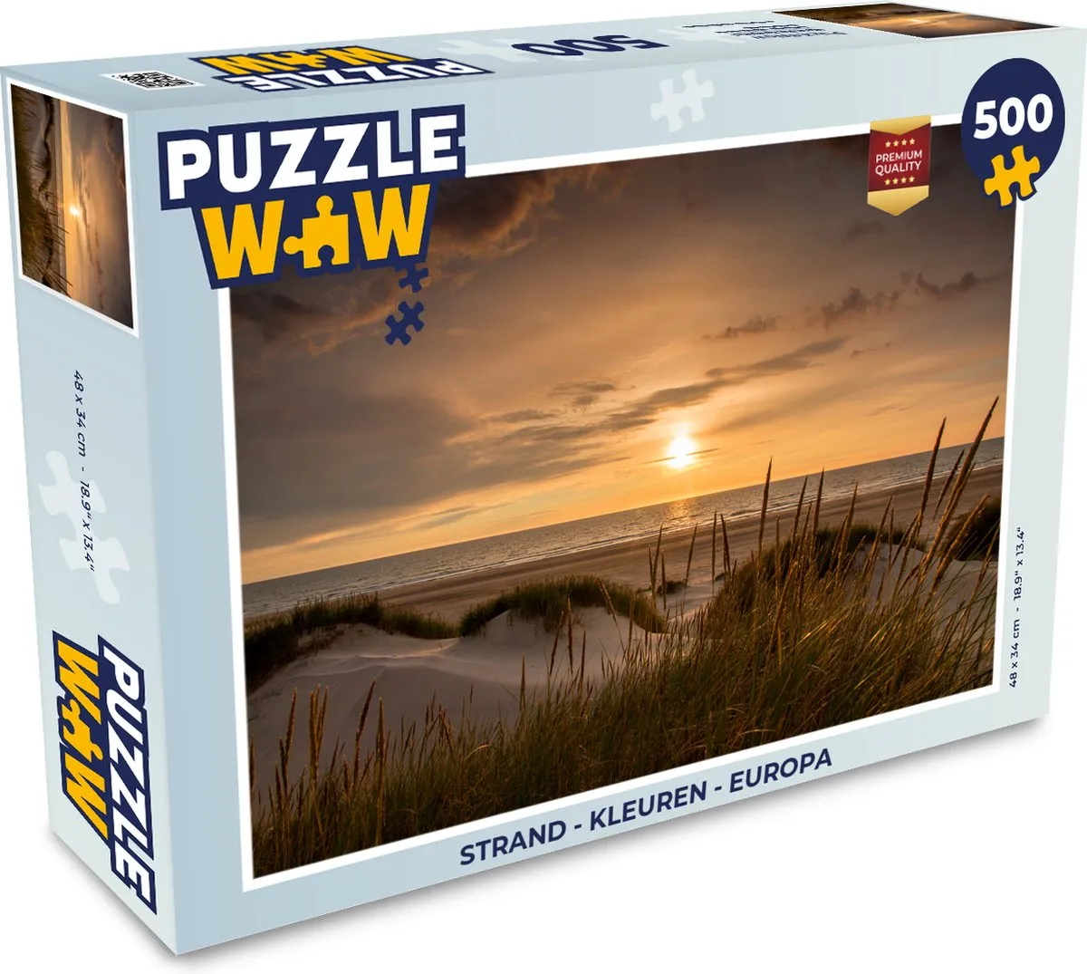 PuzzleWow Strand Europa Legpuzzel 500 Stuks - Multicolor