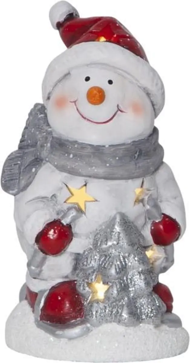Verlichte Sneeuwpop met boom