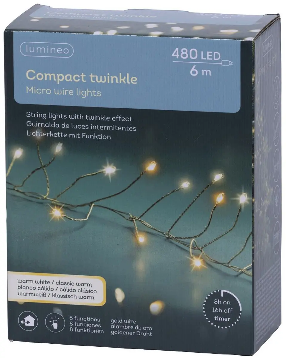 Lumineo Micro LED Kerstverlichting 6m - 480 Lampjes Warm Wit
