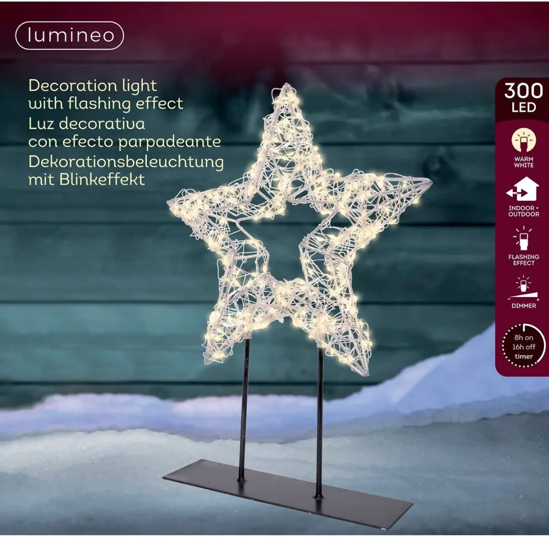 Lumineo Micro-LED Stertafelamp Warm Wit - 28x37cm - Zilver