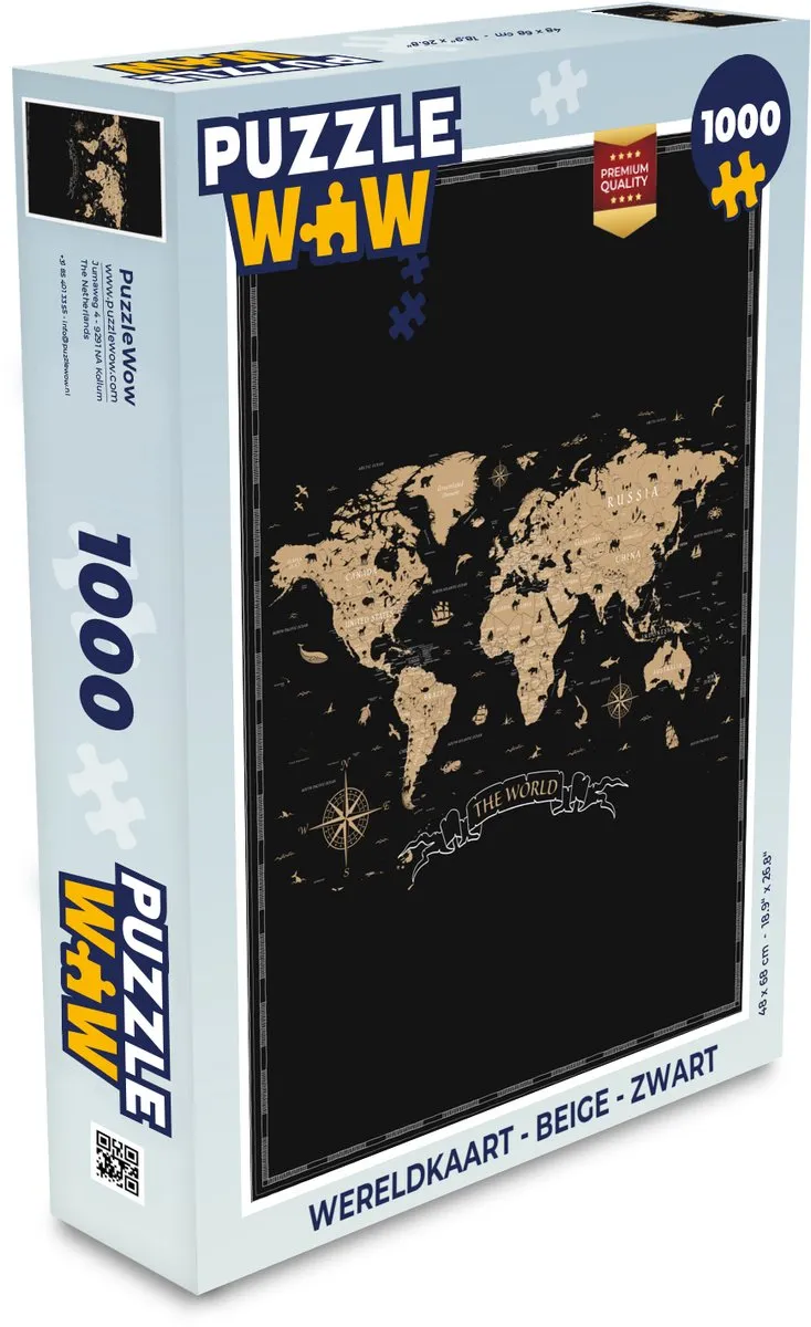 PuzzleWow Wereldkaart Legpuzzel 1000 Stuks