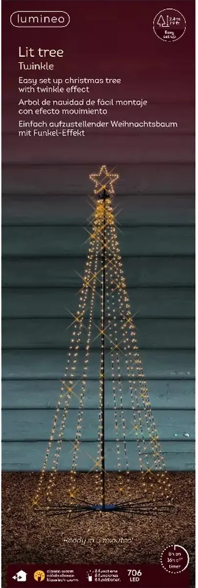 Lumineo LED Kerstboom 240cm - 706 Lichtpunten - Zwart