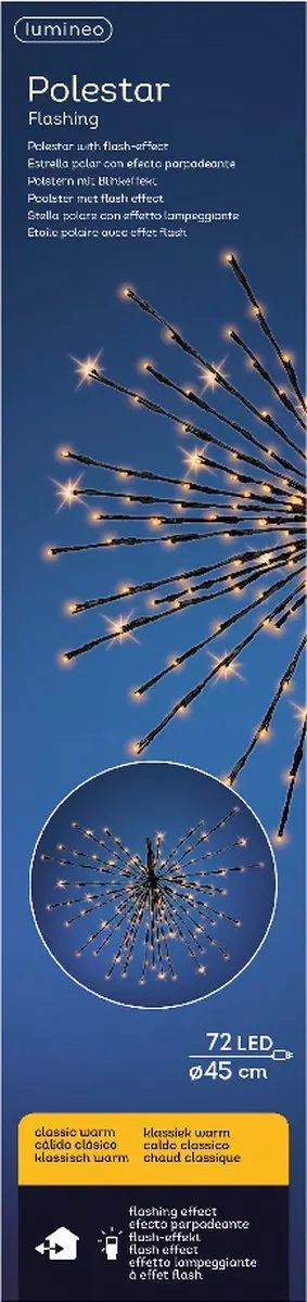 Lumineo Poolster Kerstverlichting 72 LED - Ø45cm Warm Wit - afbeelding 5 van 6