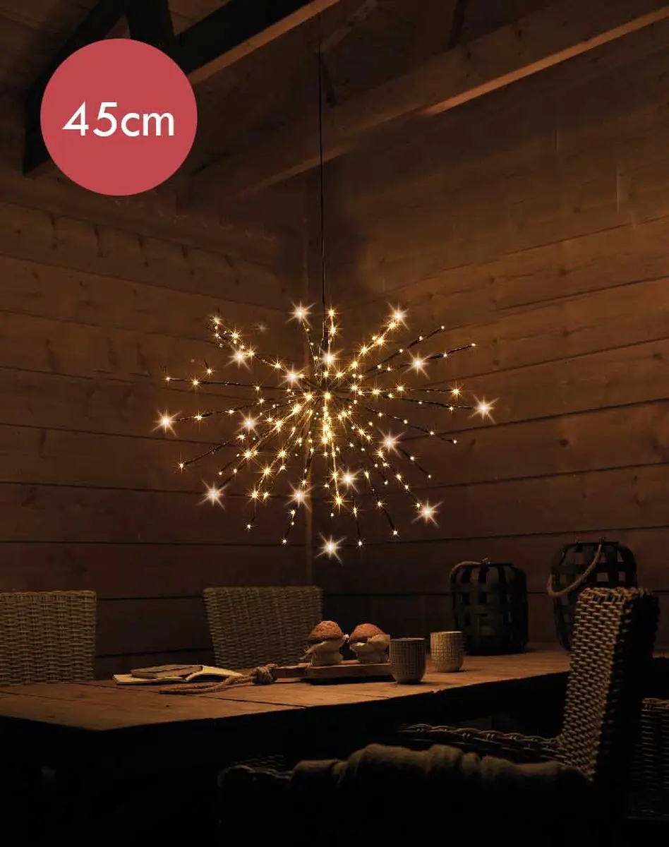 Lumineo Poolster Kerstverlichting 72 LED - Ø45cm Warm Wit - afbeelding 3 van 6