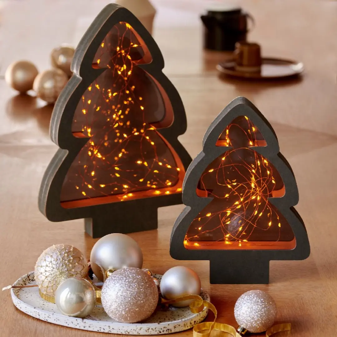 Lumineo micro LED kerstboom frame zwart 21 x 4 x 28 cm