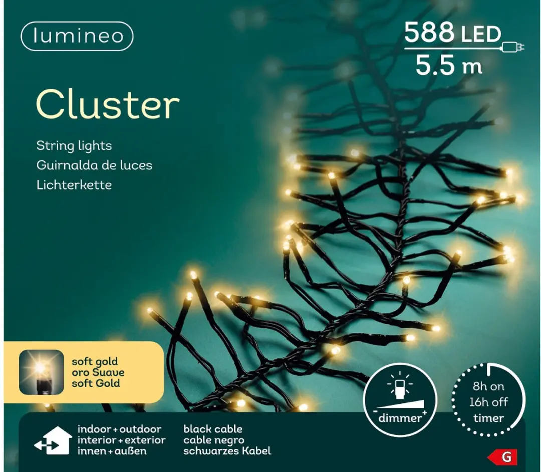 Lumineo Cluster Kerstverlichting 588 LED 5,5m Soft Gold