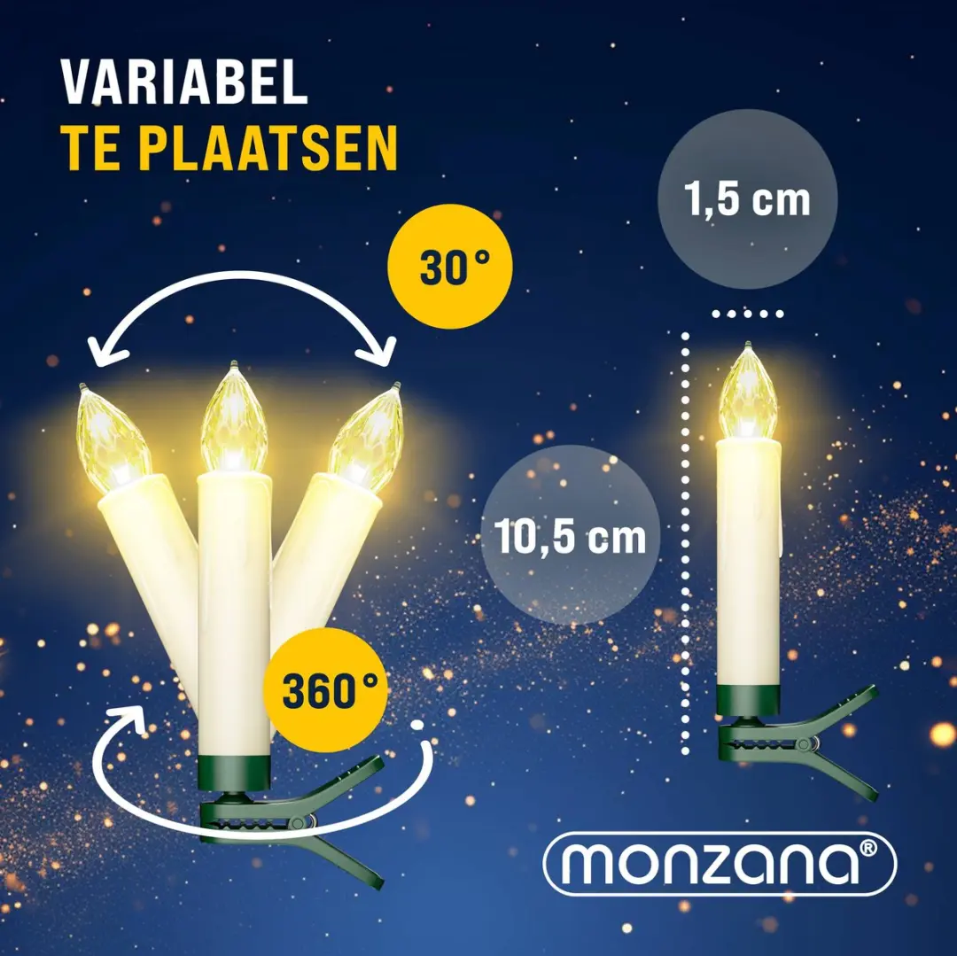 Monzana LED Kerstverlichting Kaarsen 20 Stuks - Wit