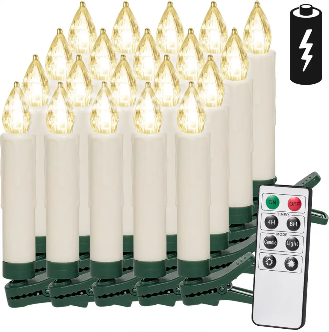 Monzana LED Kerstverlichting Kaarsen 20 Stuks - Wit