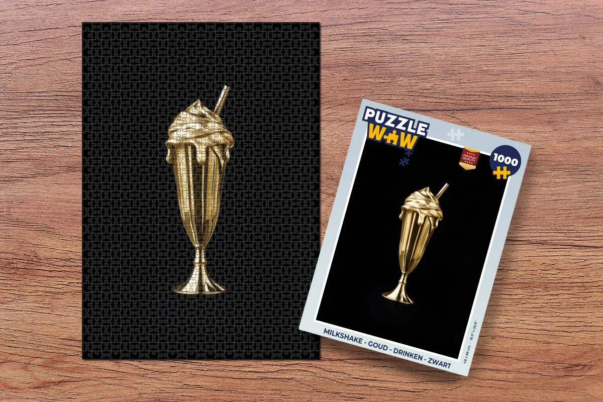 PuzzleWow Milkshake Legpuzzel 1000 Stuks - Goud/Zwart