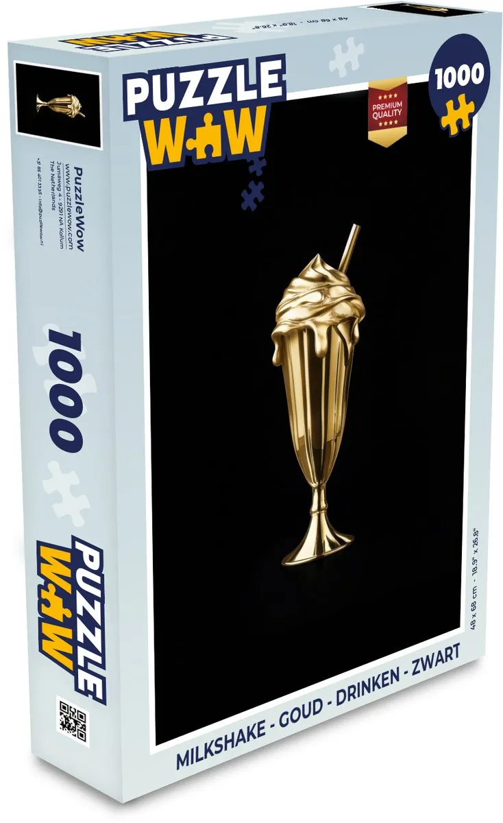 PuzzleWow Milkshake Legpuzzel 1000 Stuks - Goud/Zwart