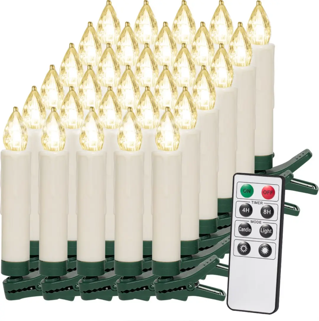 Monzana LED Kerstkaarsen 40 Stuks - Warm Wit Groen