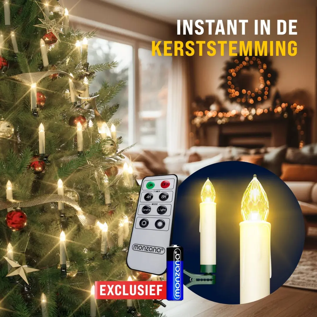 Monzana LED Kerstkaarsen 40 Stuks - Warm Wit Groen