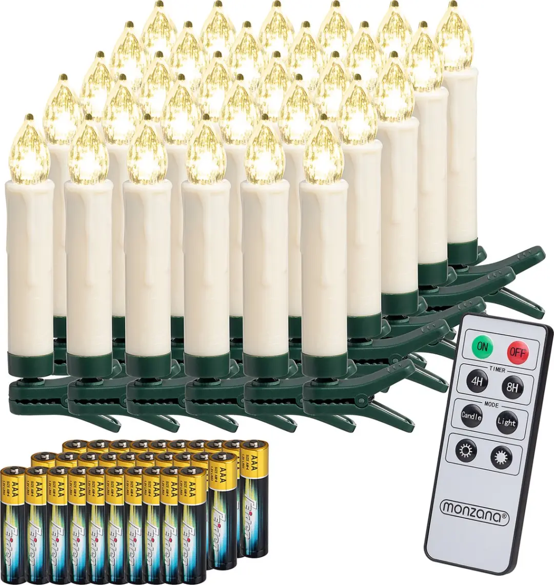 Monzana LED Kerstverlichting Kaarsen 40 Stuks - Warm Wit