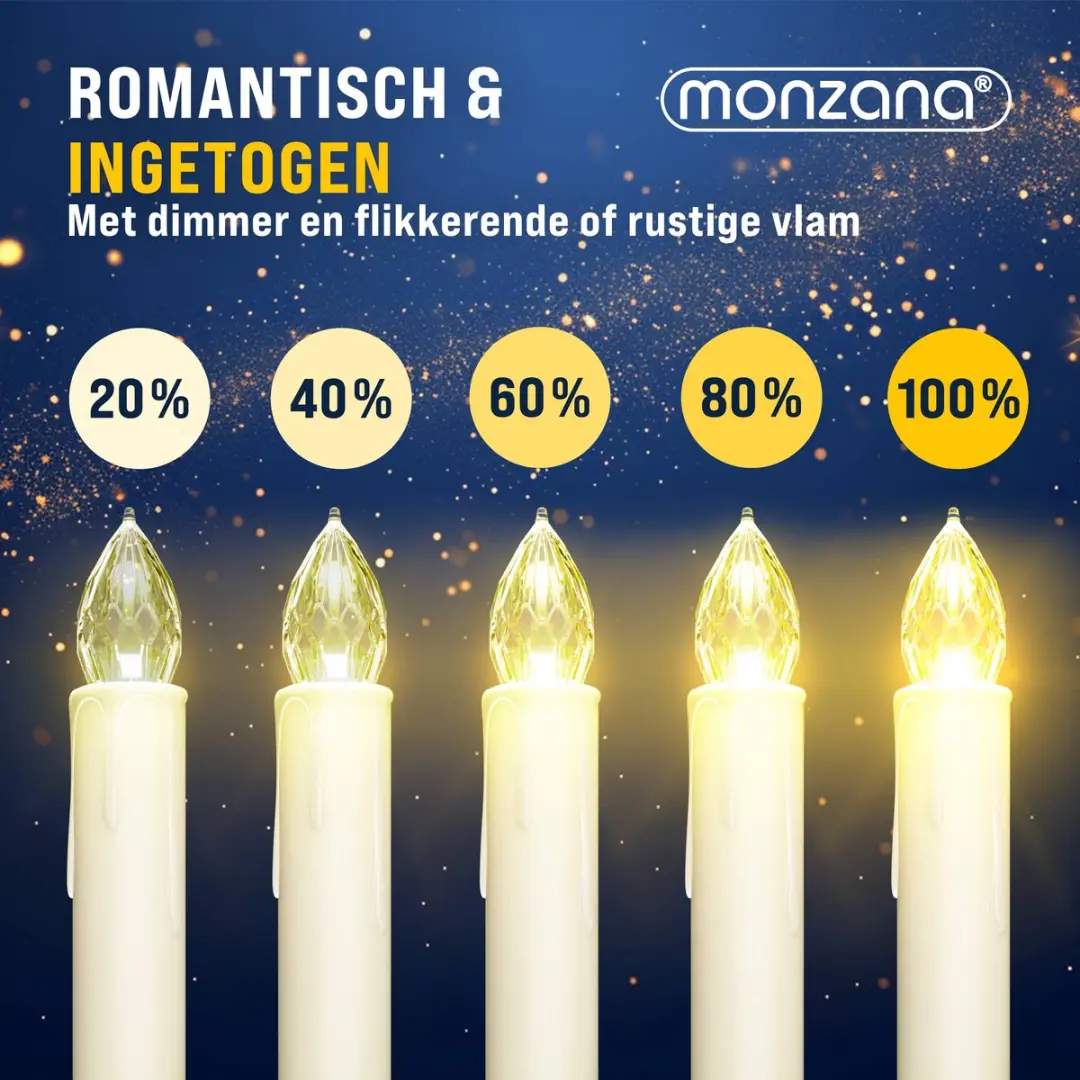 Monzana LED Kerstverlichting Kaarsen 30 Stuks - Warm wit