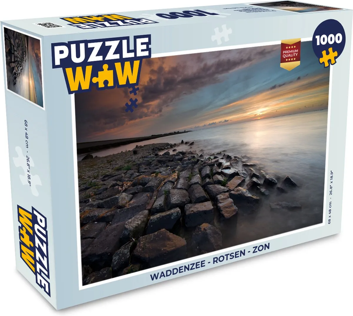 PuzzleWow Waddenzee Rotsen Zon Legpuzzel 1000 Stuks