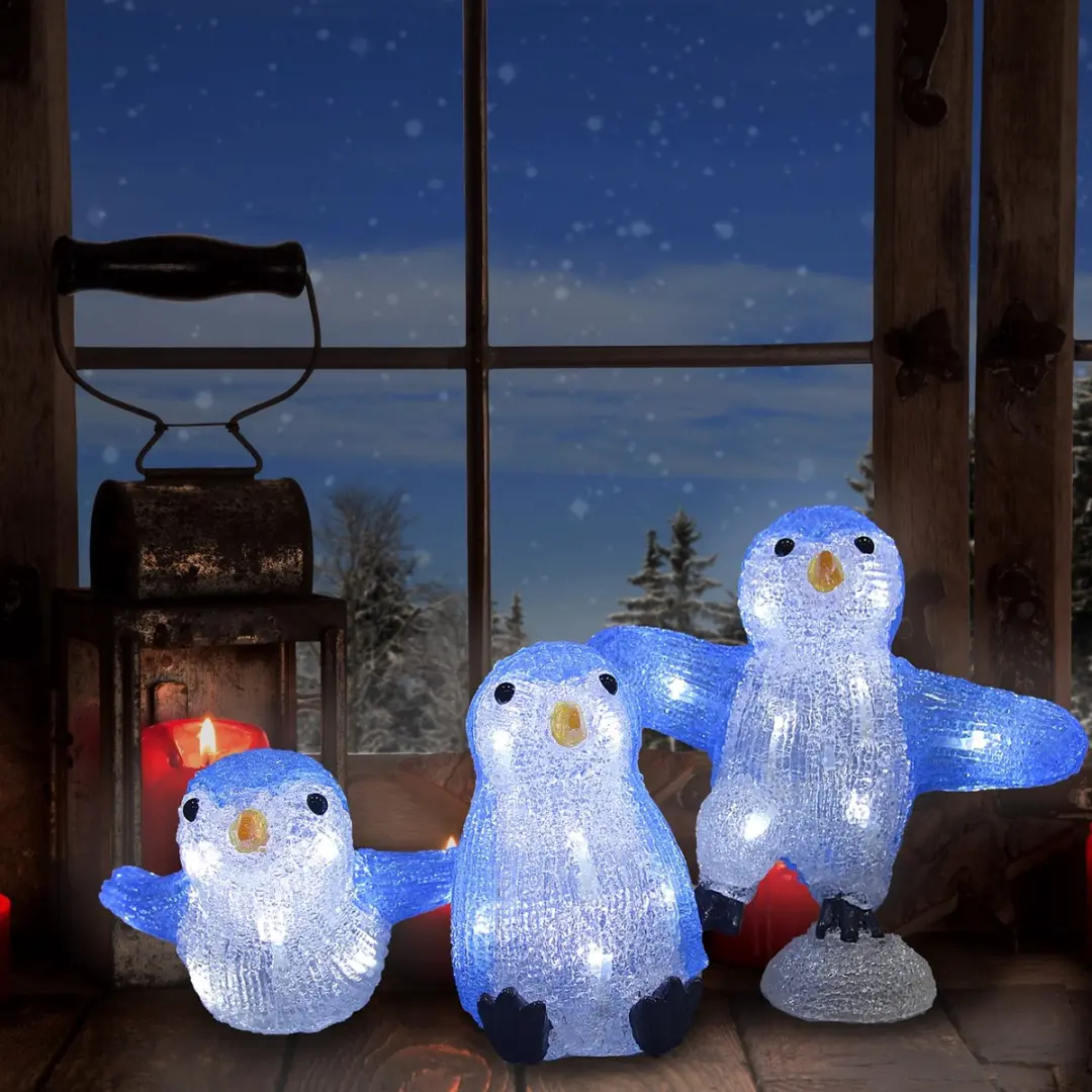 Deuba Kerstfiguur Pinguïn Familie LED Acryl 23cm - Wit Licht