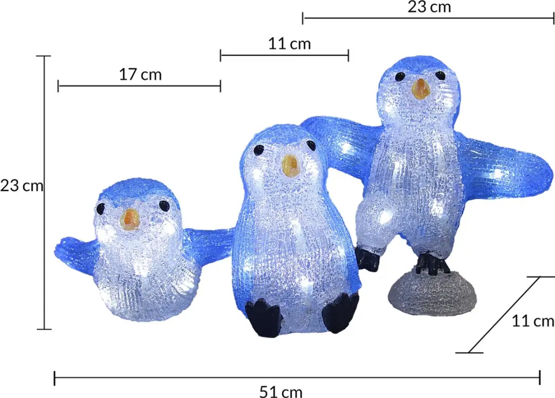 Deuba Kerstfiguur Pinguïn Familie LED Acryl 23cm - Wit Licht