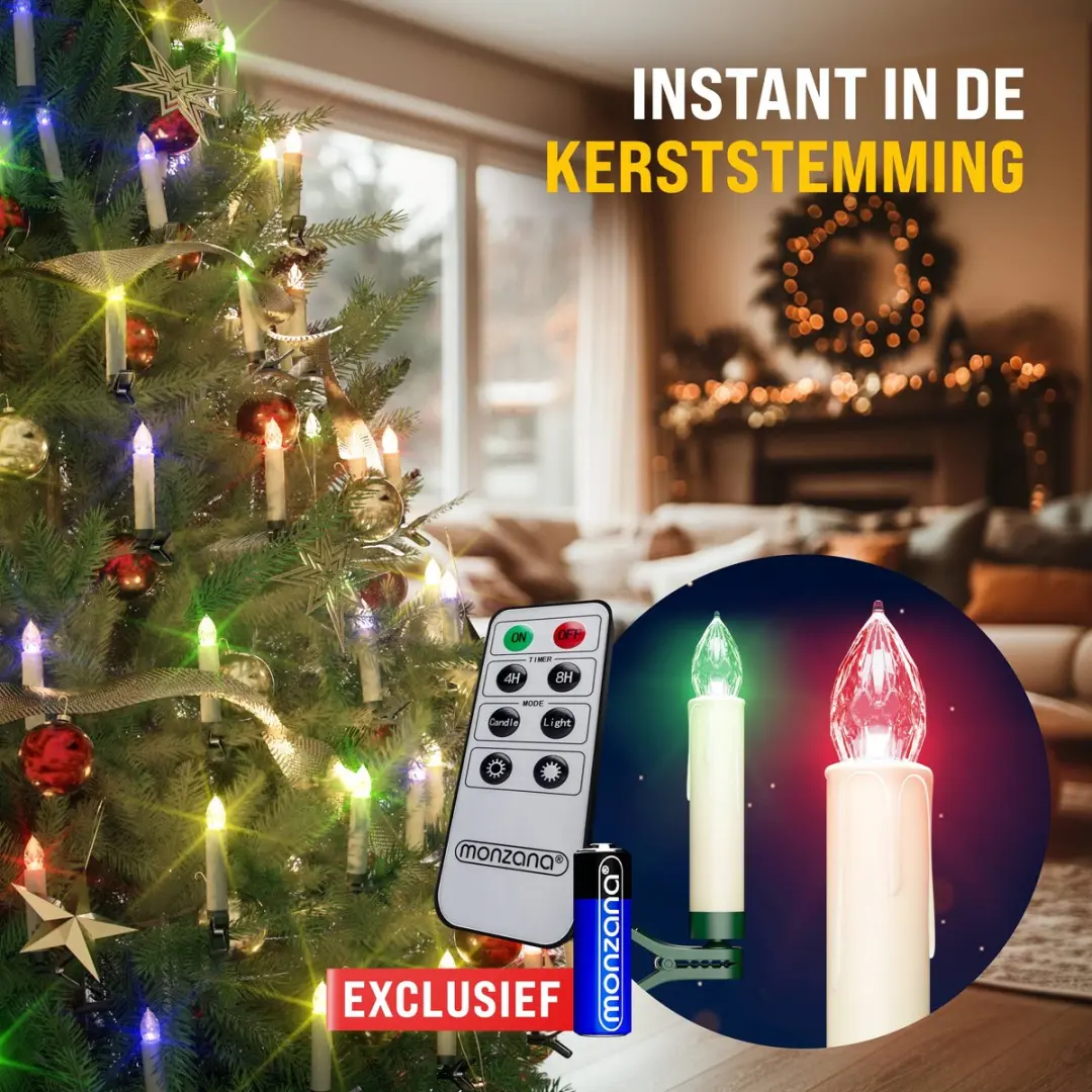 Monzana LED Kerstverlichting Kaarsen 30 Stuks - Dimbaar Multicolor