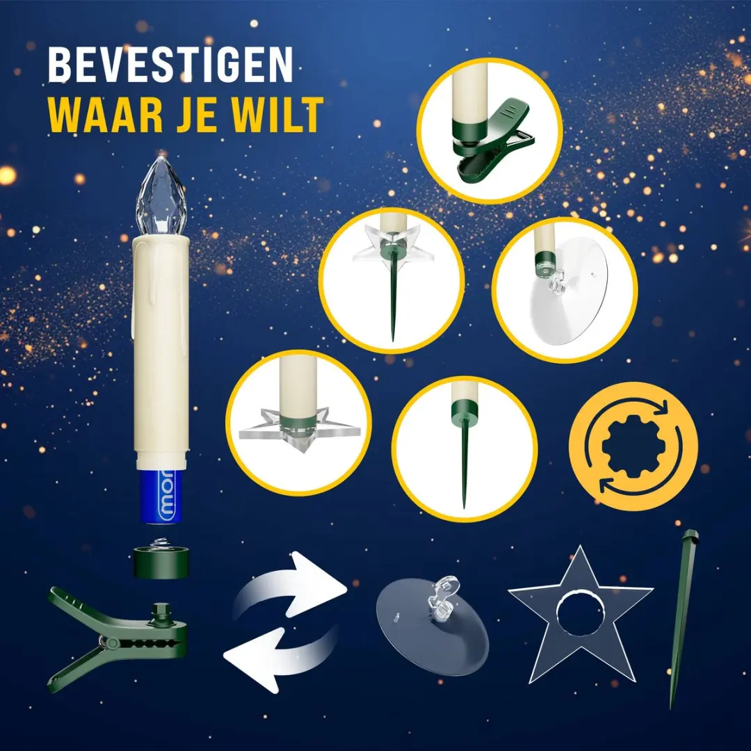 Monzana LED Kerstverlichting Kaarsen 30 Stuks - Dimbaar Multicolor