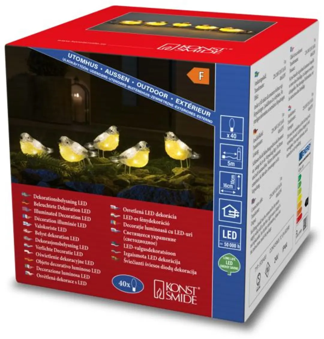 Konstsmide Acryl Lichtsnoer Vogel - 4m Warm Wit