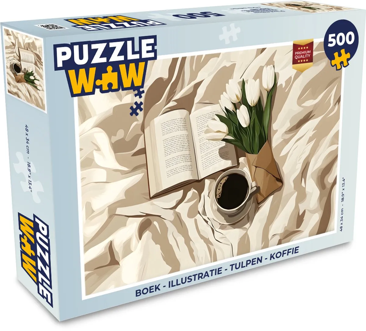 PuzzleWow Illustratie Tulpen Koffie Legpuzzel 500 Stuks