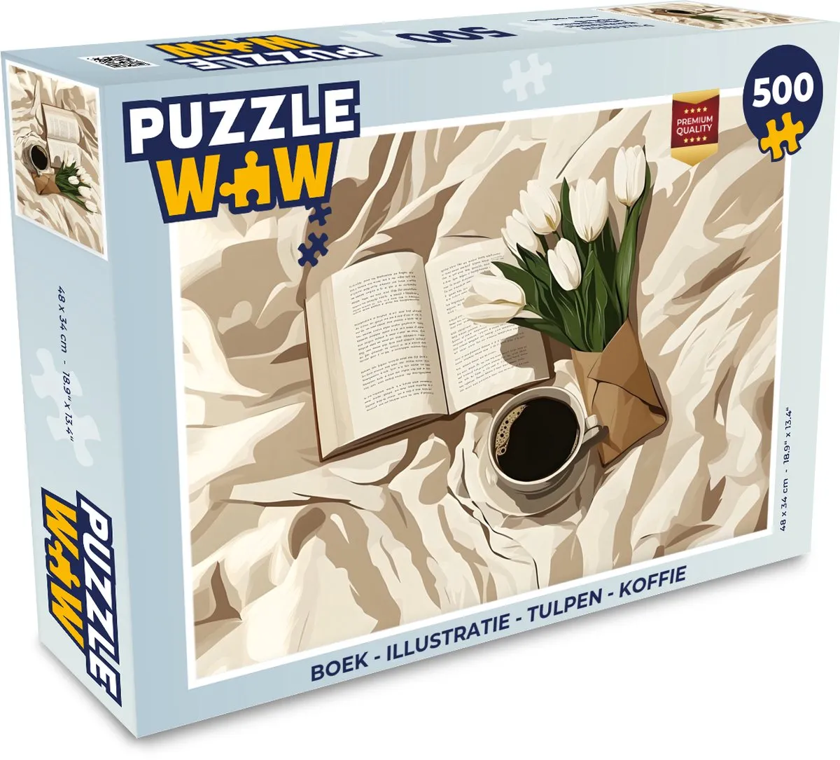 PuzzleWow Illustratie Tulpen Koffie Legpuzzel 500 Stuks