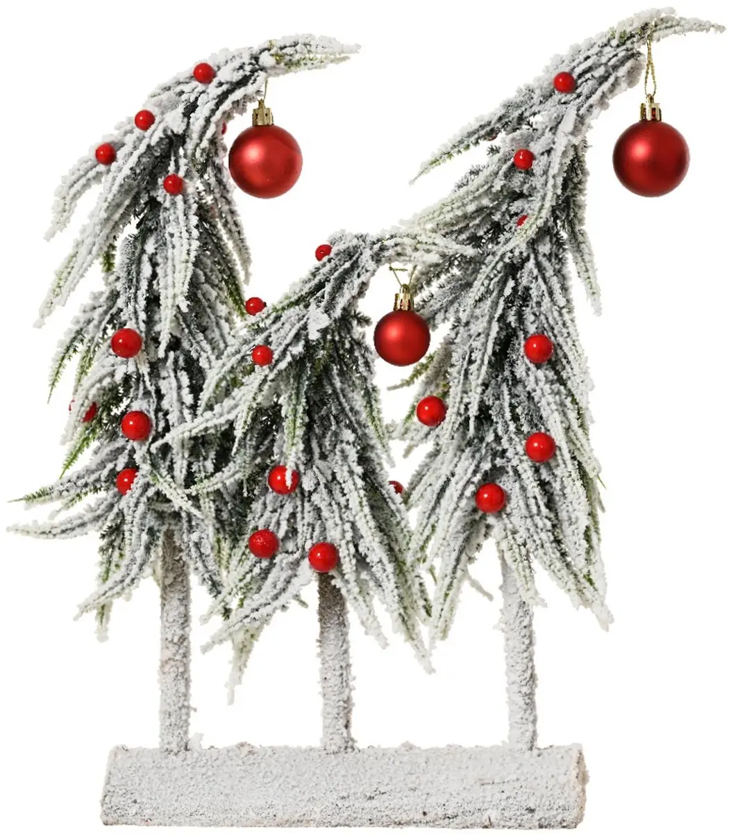 Kaemingk kerstdecoratie 3 mini-dennen rode ballen 40 x 30 x 12 cm