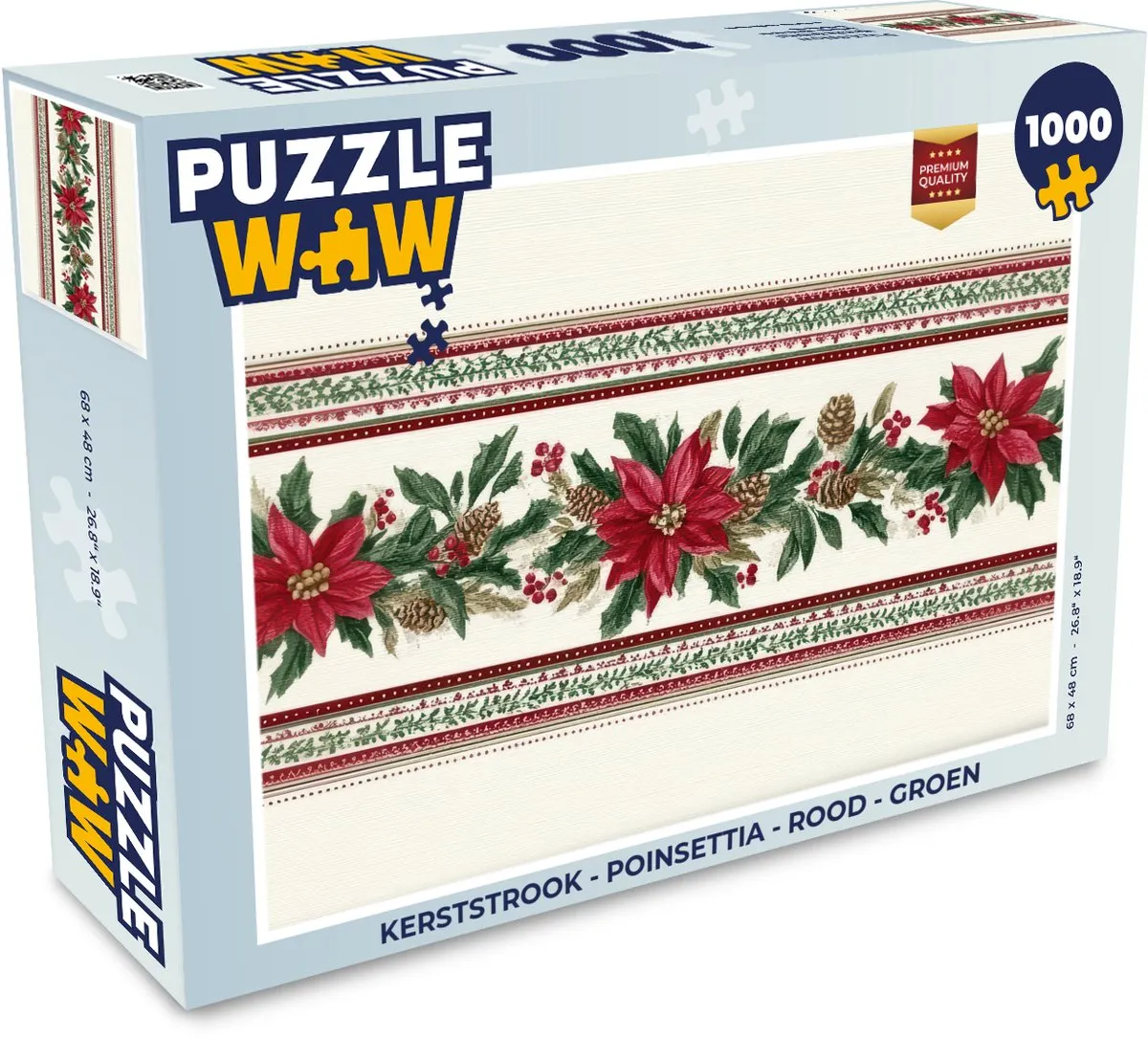 PuzzleWow Kerststrook Poinsettia 1000 Stuks