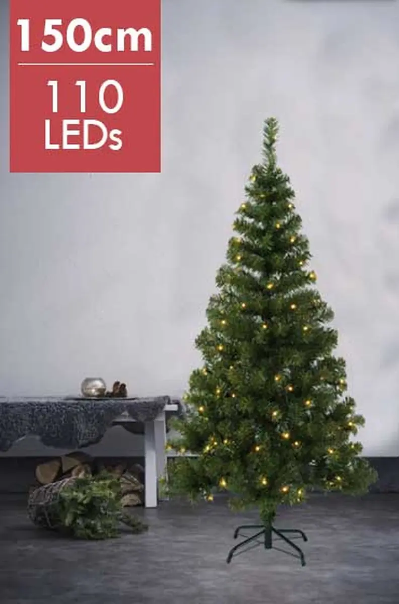 Kerstboom "Ottawa" -150cm -110 leds -Ook geschikt voor buiten -lichtkleur: Warm