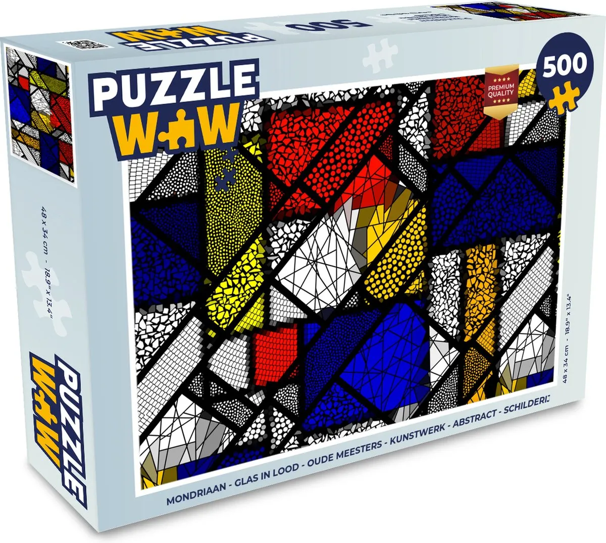 PuzzleWow Mondriaan Glas in Lood Legpuzzel 500 Stuks - Multicolor