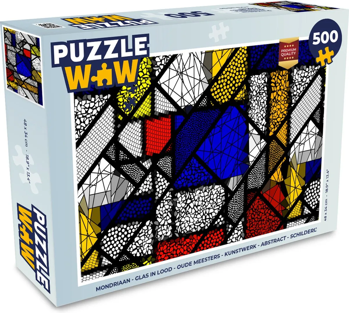 PuzzleWow Mondriaan Glas in Lood Legpuzzel 500 Stuks