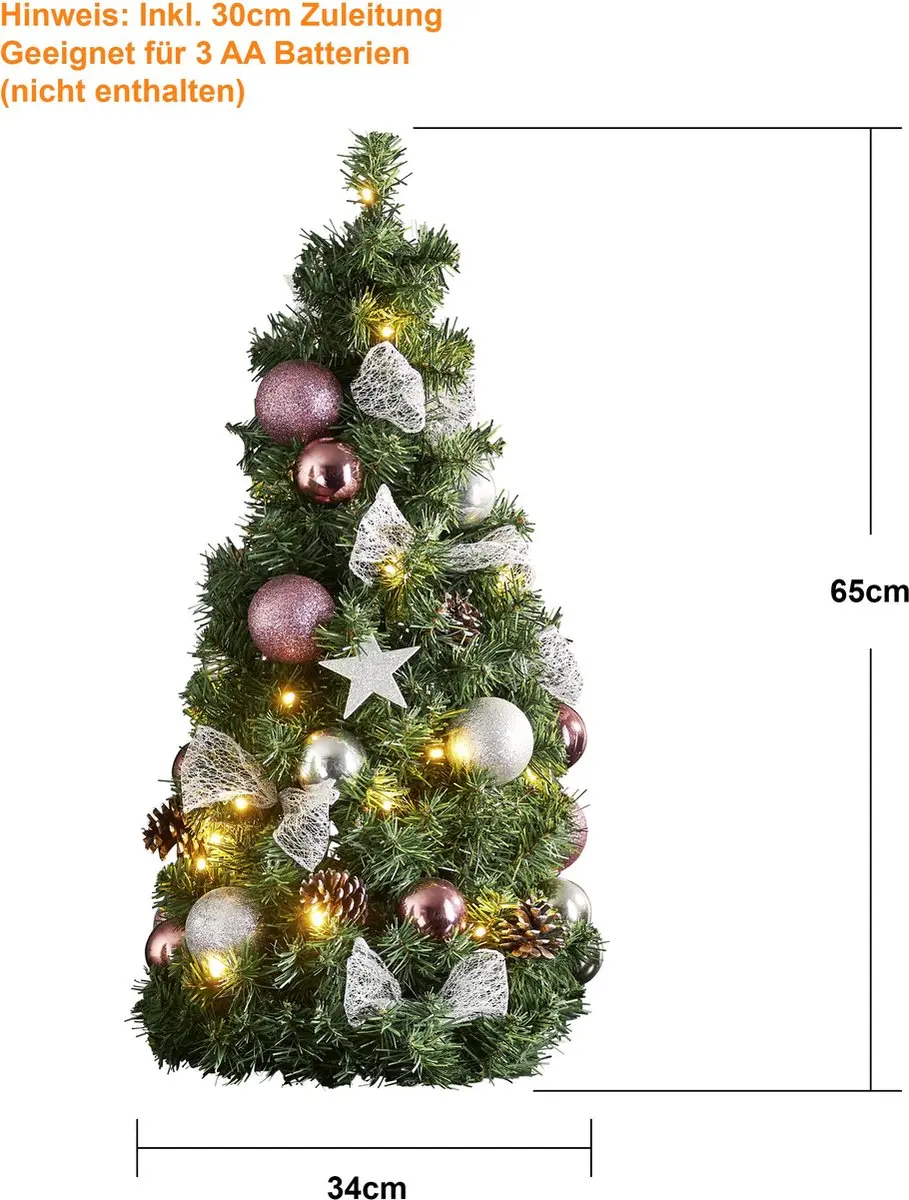 Star Trading Noel Mini Kerstboom 65cm - Warm Wit - 42 Lampen - Groen - afbeelding 6 van 6