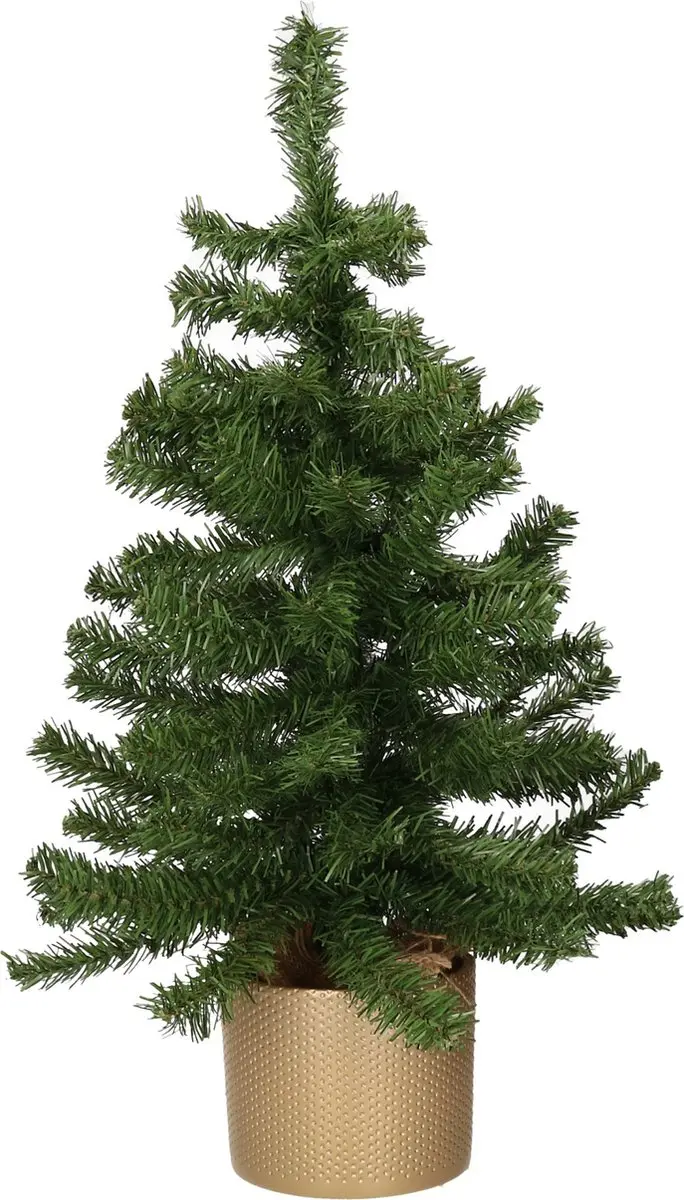 Kunst kerstboom/kunstboom groen 60 cm met gouden pot