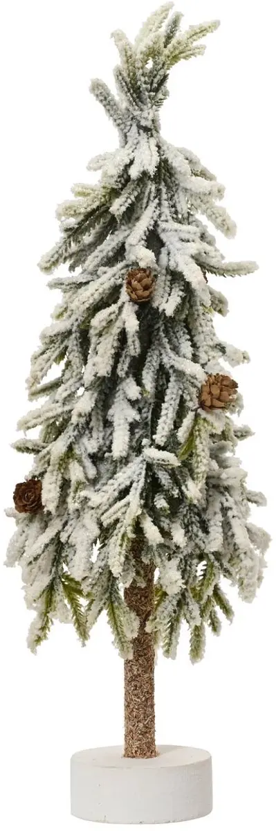 Kaemingk kunstkerstboom besneeuwd op houten stam 45 cm