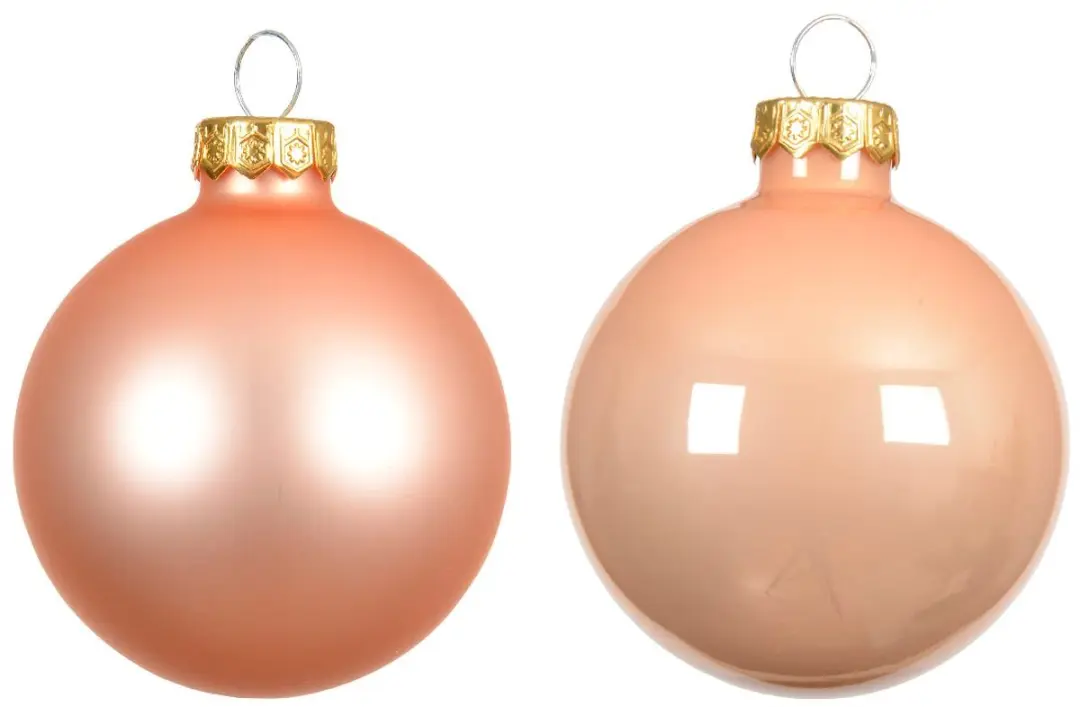 Grote Perzik Kerstballen Set - 6 Stuks Ø8cm