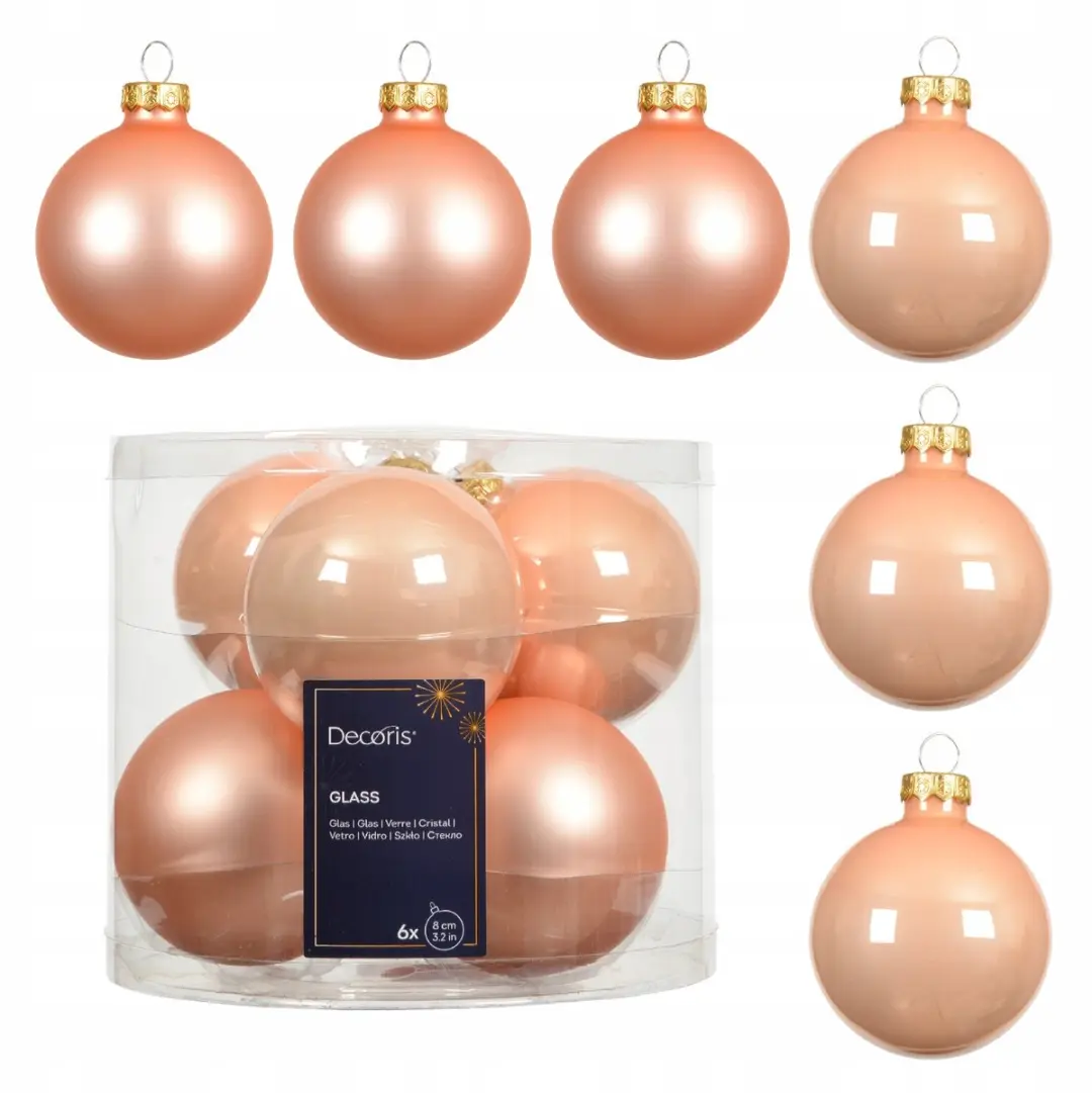 Grote Perzik Kerstballen Set