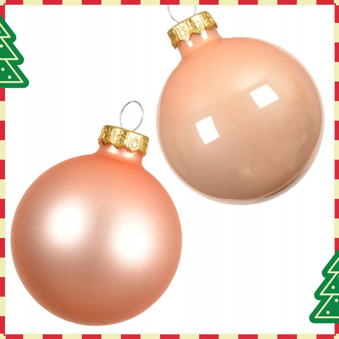 Grote Perzik Kerstballen Set - 6 Stuks Ø8cm