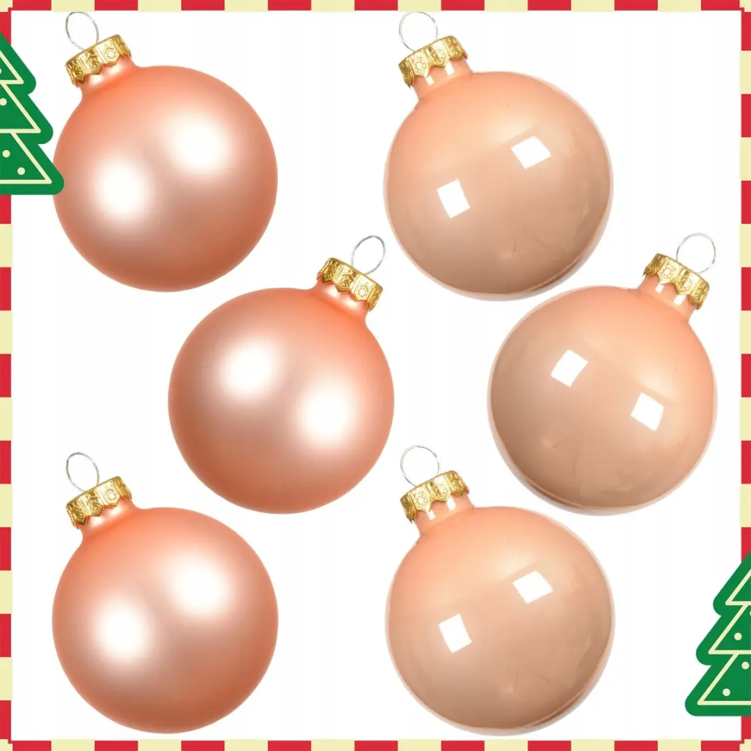 Grote Perzik Kerstballen Set - 6 Stuks Ø8cm