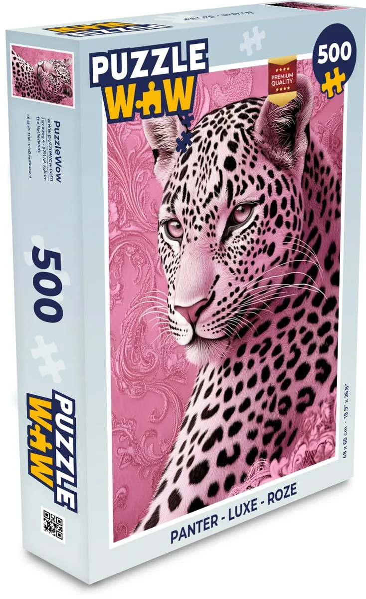 PuzzleWow Panter Roze Legpuzzel 500 Stuks